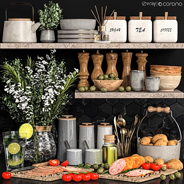 Modern Kitchen Accessories Set, 2015 3D model image 1 