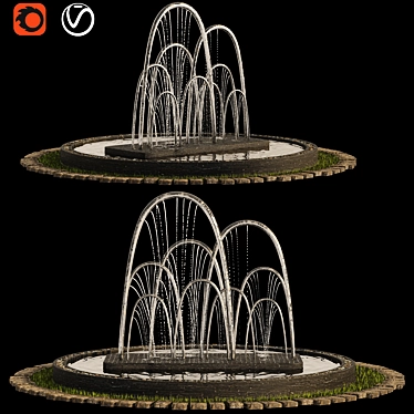 Serene Garden Fountain with Stones 3D model image 1 