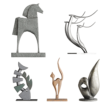 Diverse Abstract Animal Sculptures Set 3D model image 1 