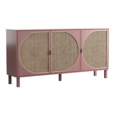 - Pink Rattan Buffet Cabinet 3D model image 1 