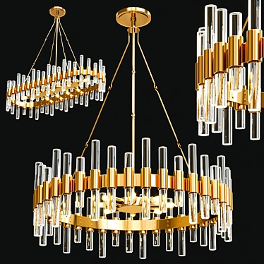 Modern Loop Chandelier – Gold Glass 3D model image 1 