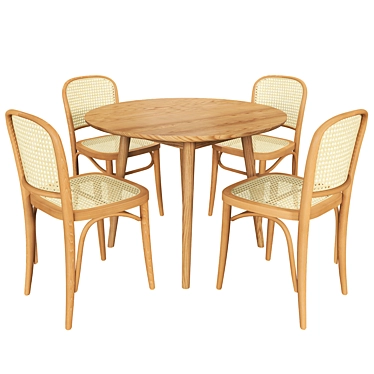 Round Dining Table and Chair Set 3D model image 1 