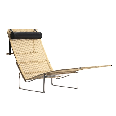 Vintage Boho Cane Lounge Chair 3D model image 1 