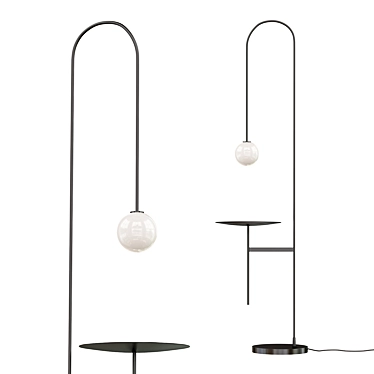 Modern Floor Lamp with Table 3D model image 1 