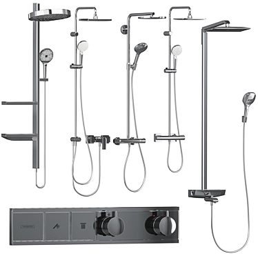 Modern Shower System Set Upgrade 3D model image 1 