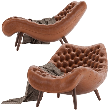 Handcrafted Brasilia Chaise Lounge 3D model image 1 