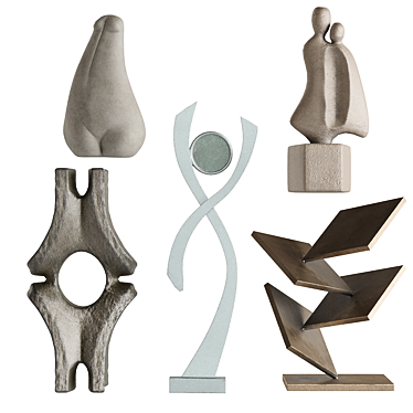 Diverse PBR Abstract Sculptures Kit 3D model image 1 