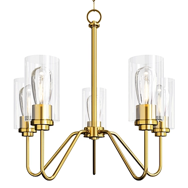 Elegant Charlotte Brass Chandelier 3D model image 1 