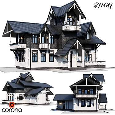 Contemporary Individual Mansion Model 3D model image 1 