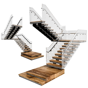 Contemporary Staircase Model FBX 3D model image 1 