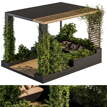 Pergola Roof Garden Furniture Landscape 3D model image 1 