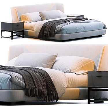 Elegant Creed Bed by Minotti 3D model image 1 