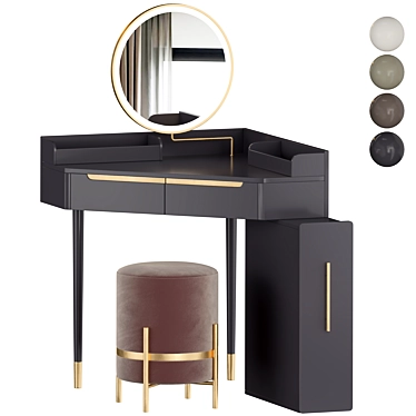 Chic Corner Vanity Set 3D model image 1 