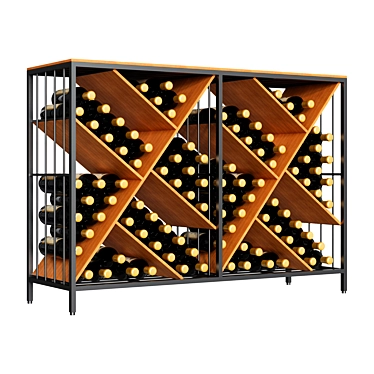 Modular Metal Wood Wine Rack 3D model image 1 