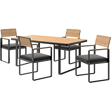 Topa 4-Seat Dining Set Grey 3D model image 1 