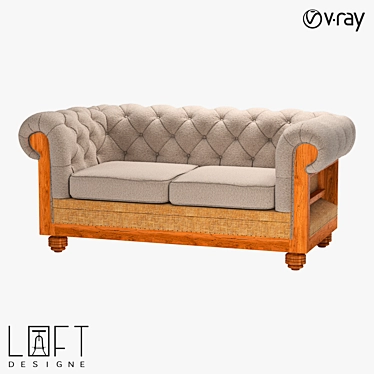 Modern Fabric-Wood Sofa Bed 3D model image 1 