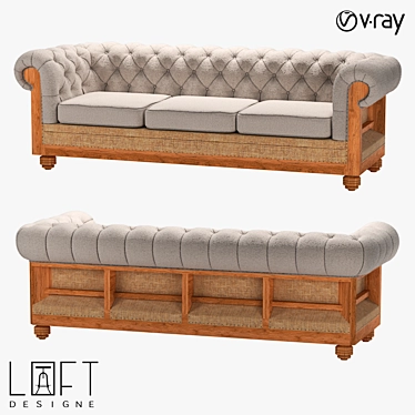 Modern Wood Fabric Sofa Bed 3D model image 1 