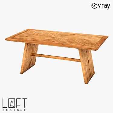 Rustic Pine Dining Table 3D model image 1 