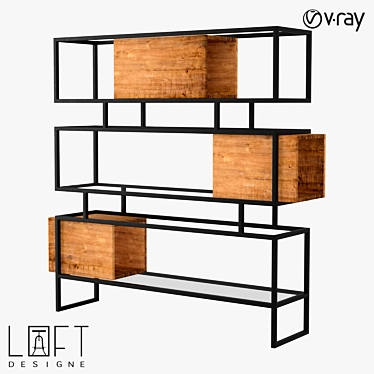 Modern Industrial Style Bookcase 3D model image 1 