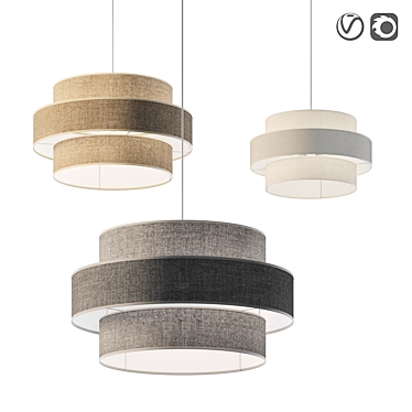 Modern French Linen Pendant Light 3D model image 1 