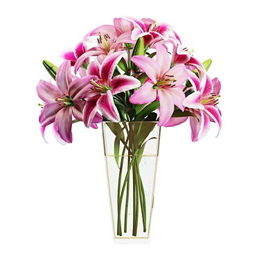 Pink Lilies Bouquet 3D Model 3D model image 1 