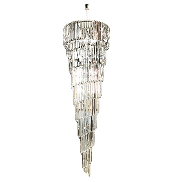 Crystal Pendant Chandelier Gold Chrome 3D model image 1 