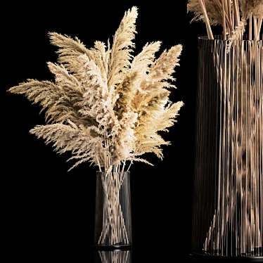 Pampas Grass Bouquet in Glass Vase 3D model image 1 