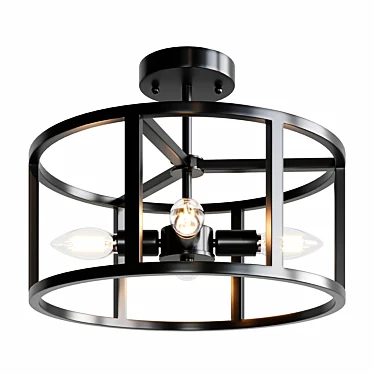 Lallier Caged Circle Ceiling Light 3D model image 1 