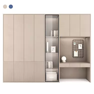 Illuminated Storage & Workstation: Beige & Blue 3D model image 1 