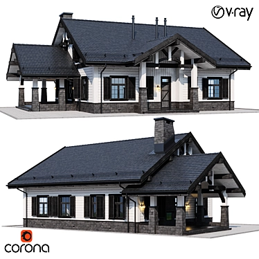 Modern Wood Home Model 3D model image 1 