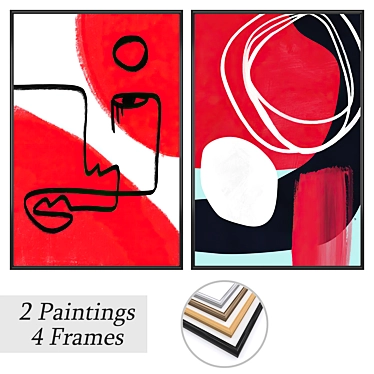 Wall Art Set with Frames 3D model image 1 