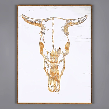 Cow Skull Carved Wood Wall 3D model image 1 