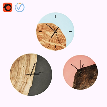 Wowbotanica Wood & Epoxy Wall Clock 3D model image 1 