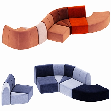 Velvet Lake Modular Sofa Kit 3D model image 1 