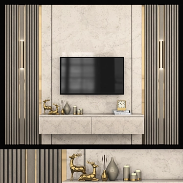 Contemporary Modern TV Wall Set 3D model image 1 