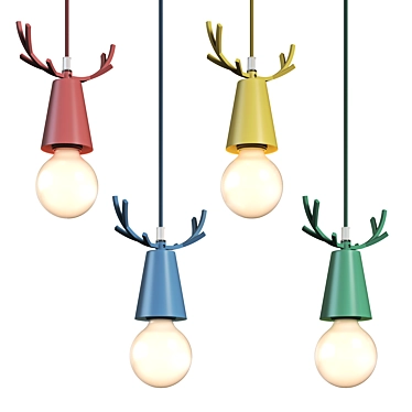 Deer One Pendant Lamps, Colorful 3D model image 1 