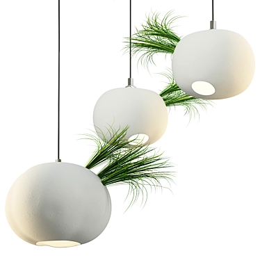 Botanical Hanging Lamp with Green Inserts 3D model image 1 