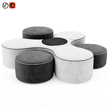 Stylish Modular Blow Pouf Set 3D model image 1 