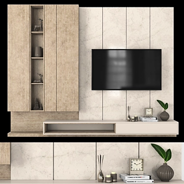 65-inch TV Wall Set - Vray Max 2014 3D model image 1 