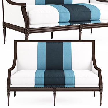 Chic Lapis Colorblock Settee 3D model image 1 