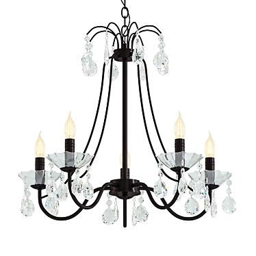 Retro Black Swooping Crystal Chandelier 3D model image 1 