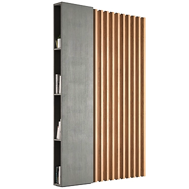 Wood and Concrete Shelf Divider 3D model image 1 