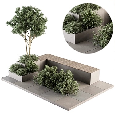 Cityscape Garden Bench Set 3D model image 1 