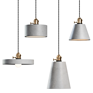 Industrial Concrete Pendant Lights 3D model image 1 