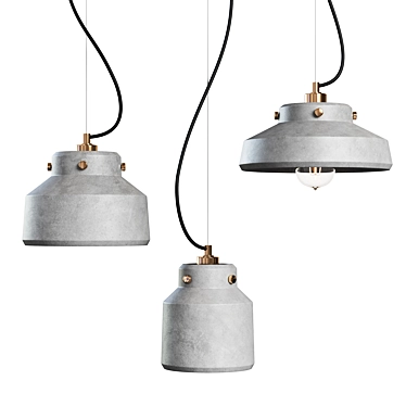 Industrial Concrete Pendant Lamps - ZIEL 3D model image 1 