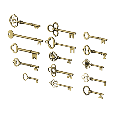 Vintage Key Assortment, 15 Keys 3D model image 1 