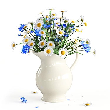 Daisy and Cornflower Bouquet 3D model image 1 