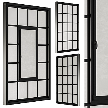 Sleek Industrial Black Window Set 3D model image 1 