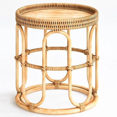 Aloki Rattan Bamboo Side Table 3D model image 1 