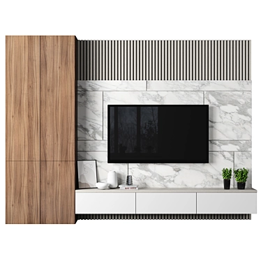 Modular 4K Marble TV Wall 3D model image 1 